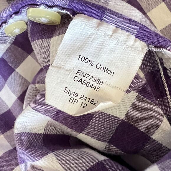 J.Crew Factory Shirt Size M Purple/White Slim Button Up Gingham Check - Picture 9 of 9